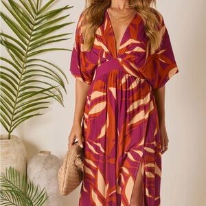 Vici Vibrant Purple and Orange Midi Dress